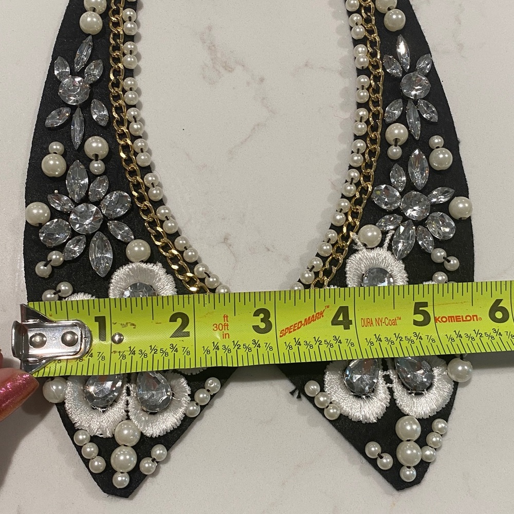 Pearl Rhinestone Bib Collar Necklace Statement Costume Jewelry - Picture 11 of 12